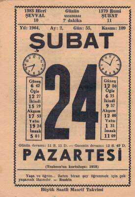 24 Şubat 1964 Takvim Yaprağı EFM(N)5731 - 2