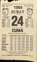 24 Şubat 1984 Takvim Yaprağı - Doğum Günü Hediyesi EFM(N)11820 - Gökçekoleksiyon