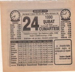 24 Şubat 1990 Takvim Yaprağı EFM(N)5207 - Gökçekoleksiyon