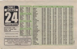 24 Şubat 2007 Takvim Yaprağı EFM(N)5685 - 2