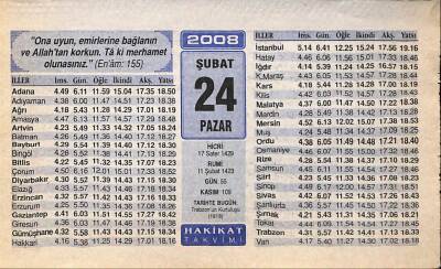 24 Şubat 2008 Takvim Yaprağı - Doğum Günü Hediyesi EFM(N)7518 - 1