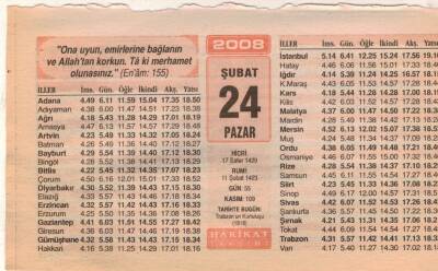 24 Şubat 2008 Takvim Yaprağı EFM(N)5571 - 1