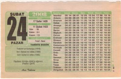 24 Şubat 2008 Takvim Yaprağı EFM(N)5600 - 2