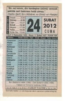 24 Şubat 2012 Takvim Yaprağı EFM(N)1865 - 3