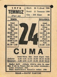 24 Temmuz 1970 Takvim Yaprağı - Doğum Günü Hediyesi EFM(N)12510 - Gökçekoleksiyon