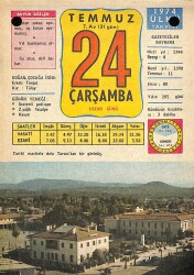 24 Temmuz 1974 Takvim Yaprağı - Doğum Günü Hediyesi EFM(N)9457 - Gökçekoleksiyon