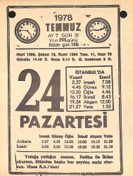 24 Temmuz 1978 Takvim Yaprağı - Doğum Günü Hediyesi EFMN15429 - Gökçekoleksiyon