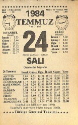 24 Temmuz 1984 Takvim Yaprağı - Doğum Günü Hediyesi EFMN15788 - Gökçekoleksiyon