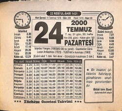 24 Temmuz 2000 Takvim Yaprağı - Doğum Günü Hediyesi EFMN15533 - Gökçekoleksiyon