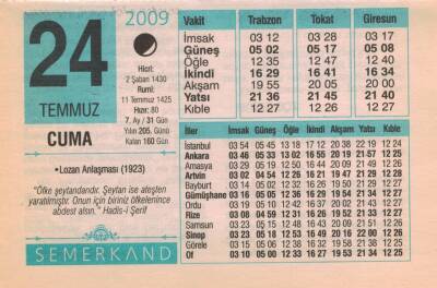 24 Temmuz 2009 Takvim Yaprağı EFM(N)2126 - 2