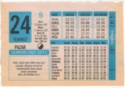 24 Temmuz 2011 Takvim Yaprağı EFM(N)1250 - 1