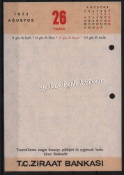 25-26 Ağustos 1973 Ziraat Bankası Takvim Yaprağı EFM628 - 2
