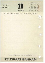 25 - 26 Aralık 1973 Ziraat Bankası Masa Takvimi Takvim Yaprağı EFM1294 - 4