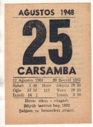 25 Ağustos 1948 Takvim Yaprağı EFM(N)1471 - 3
