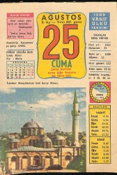 25 Ağustos 1989 Takvim Yaprağı - Doğum Günü Hediyesi EFM(N)9548 - Gökçekoleksiyon