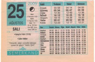 25 Ağustos 2009 Takvim Yaprağı EFM(N)2509 - 3