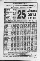 25 Ağustos 2013 Takvim Yaprağı - Doğum Günü Hediyesi EFMN13568 - Gökçekoleksiyon