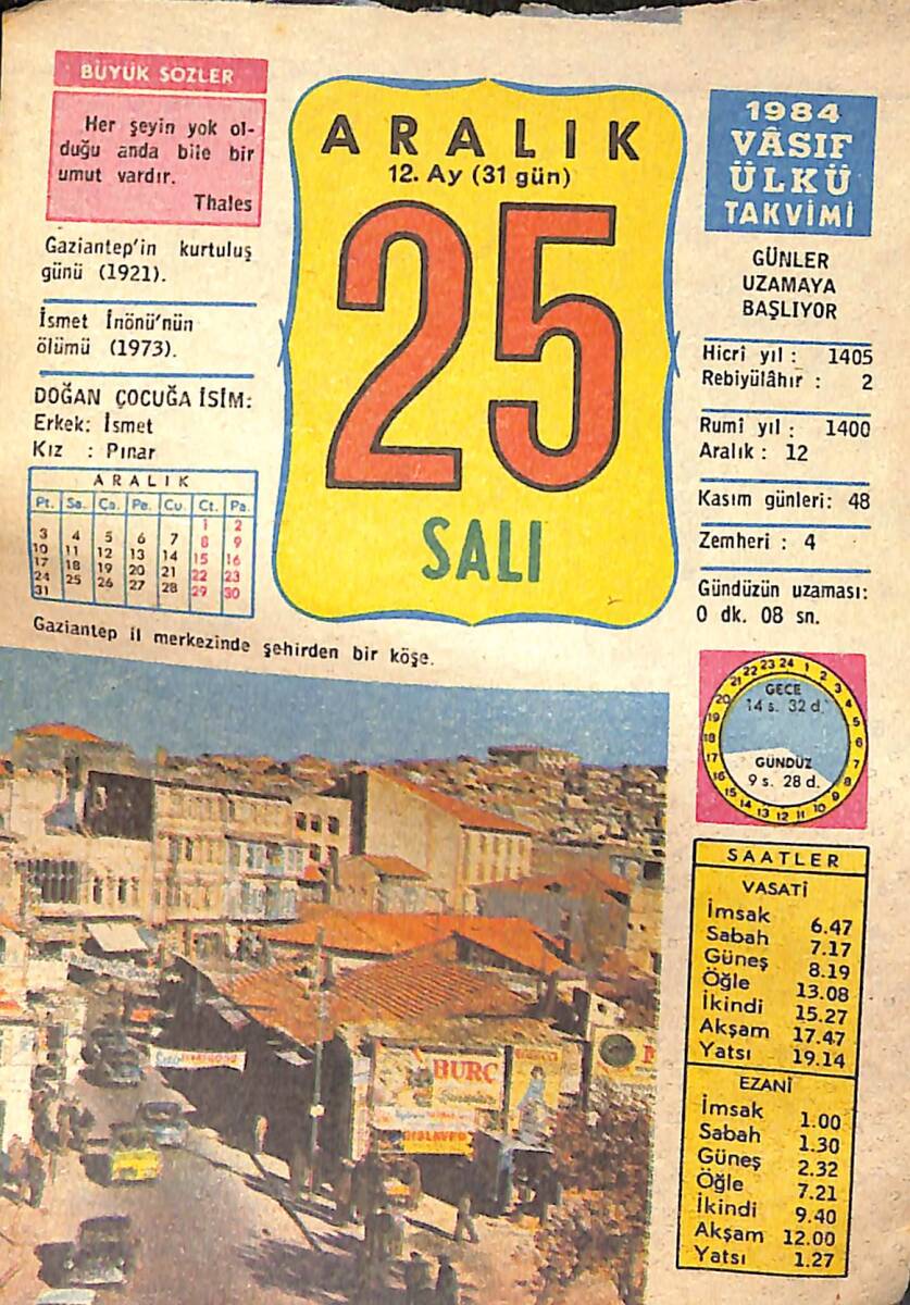 25 Aralık 1984 Takvim Yaprağı - Doğum Günü Hediyesi EFMN14759 - 1
