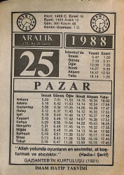 25 Aralık 1988 Takvim Yaprağı - Doğum Günü Hediyesi EFMN14575 - Gökçekoleksiyon