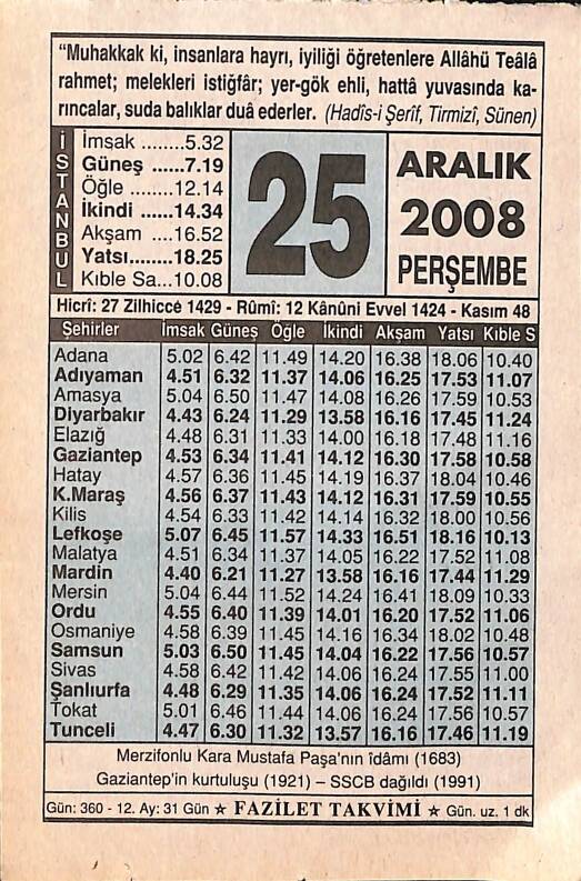 25 Aralık 2008 Takvim Yaprağı - Doğum Günü Hediyesi EFMN15309 - 1