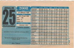 25 Aralık 2008 Takvim Yaprağı EFM(N)4368 - 3