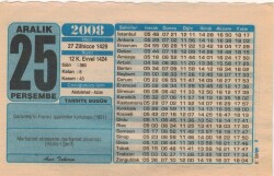 25 Aralık 2008 Takvim Yaprağı EFM(N)4368 - 1