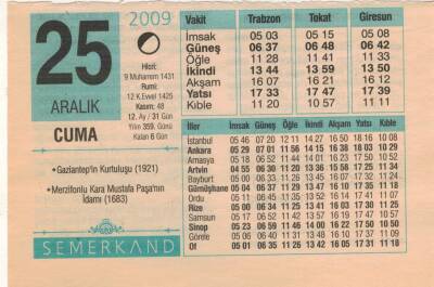 25 Aralık 2009 Takvim Yaprağı EFM(N)4399 - 2