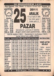 25 Aralık 2011 Takvim Yaprağı - Doğum Günü Hediyesi EFMN15234 - Gökçekoleksiyon