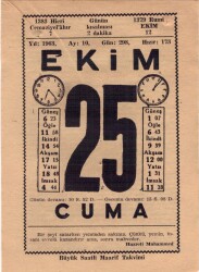 25 Ekim 1963 Takvim Yaprağı EFM(N)3572 - 2