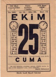 25 Ekim 1963 Takvim Yaprağı EFM(N)3572 - 1