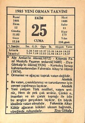 25 Ekim 1985 Takvim Yaprağı - Doğum Günü Hediyesi EFMN14944 - Gökçekoleksiyon