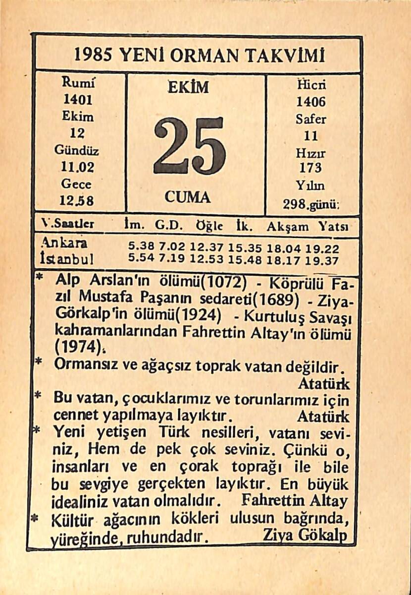 25 Ekim 1985 Takvim Yaprağı - Doğum Günü Hediyesi EFMN14944 - 1