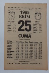 25 Ekim 1985 Takvim Yaprağı - Doğum Günü Hediyesi EFM(N)6670 - Gökçekoleksiyon