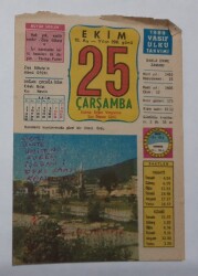 25 Ekim 1989 Takvim Yaprağı - Doğum Günü Hediyesi EFM(N)6571 - Gökçekoleksiyon