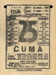25 Eylül 1970 Takvim Yaprağı - Doğum Günü Hediyesi EFM(N)9901 - 2