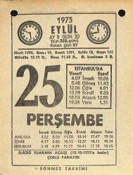 25 Eylül 1975 Takvim Yaprağı - Doğum Günü Hediyesi EFM(N)12521 - Gökçekoleksiyon