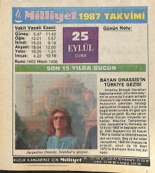 25 Eylül 1987 Takvim Yaprağı - Doğum Günü Hediyesi EFMN14142 - Gökçekoleksiyon