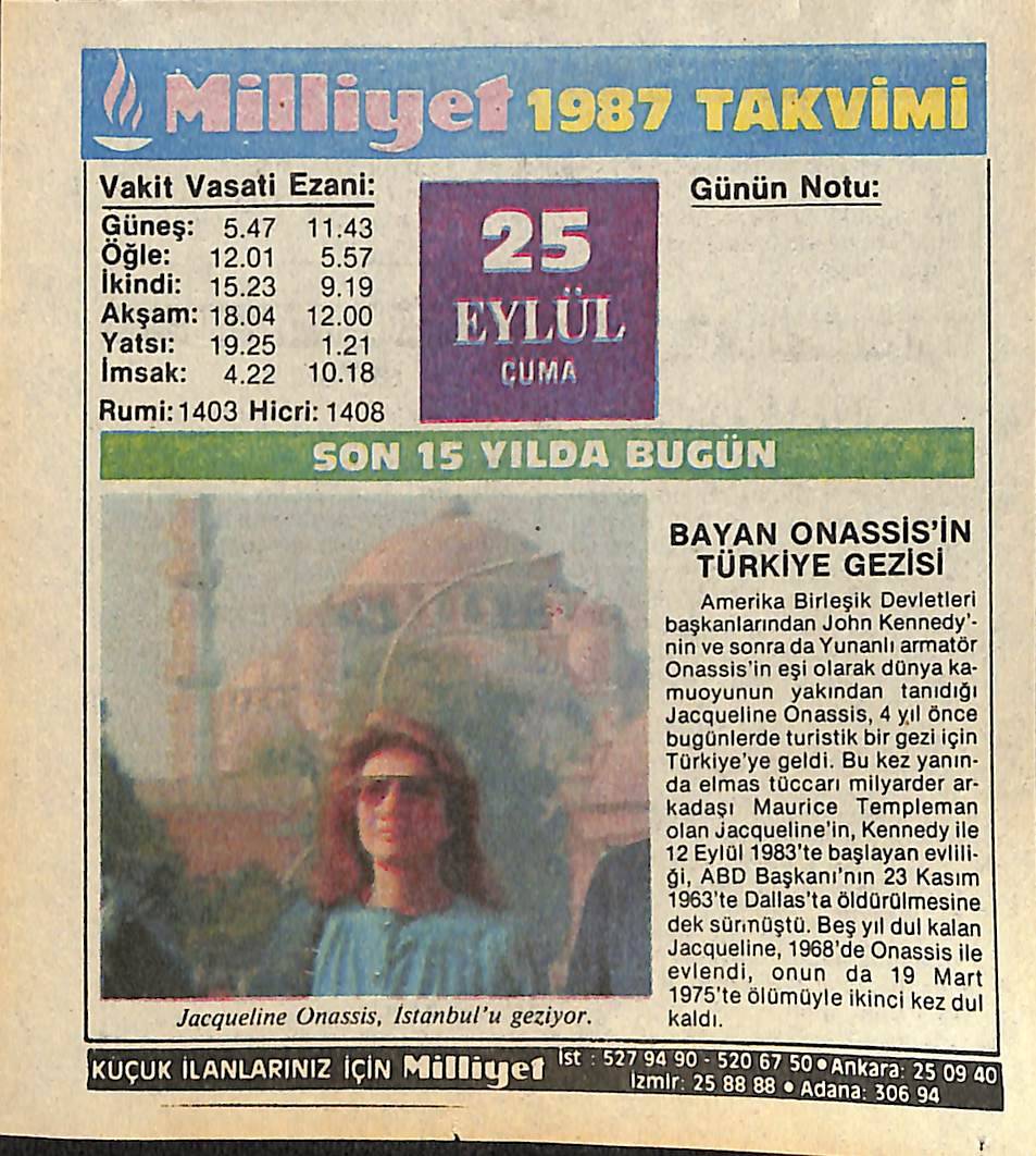 25 Eylül 1987 Takvim Yaprağı - Doğum Günü Hediyesi EFMN14142 - 1