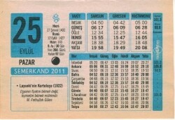 25 Eylül 2011 Takvim Yaprağı EFM(N)1313 - 3