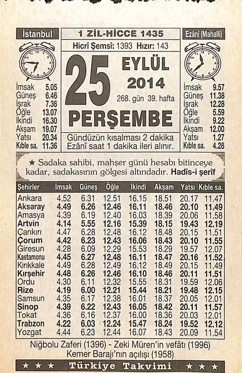 25 Eylül 2014 Takvim Yaprağı - Doğum Günü Hediyesi EFMN14315 - 1