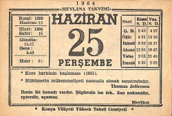 25 Haziran 1964 Takvim Yaprağı - Doğum Günü Hediyesi EFMN15554 - Gökçekoleksiyon