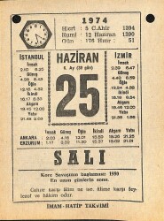 25 Haziran 1974 Takvim Yaprağı - Doğum Günü Hediyesi EFM(N)12136 - Gökçekoleksiyon