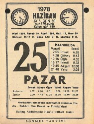 25 Haziran 1978 Takvim Yaprağı - Doğum Günü Hediyesi EFMN15365 - Gökçekoleksiyon