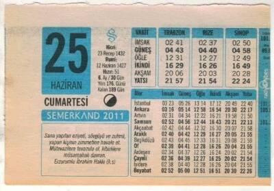25 Haziran 2011 Takvim Yaprağı EFM(N)1221 - 4