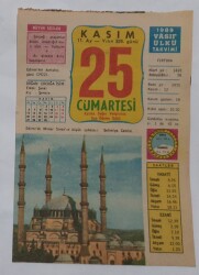 25 Kasım 1989 Takvim Yaprağı - Doğum Günü Hediyesi EFM(N)6829 - Gökçekoleksiyon