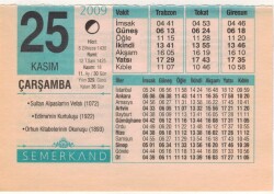 25 Kasım 2009 Takvim Yaprağı EFM(N)3849 - 2