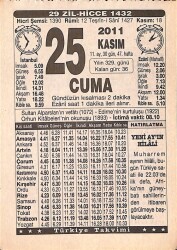 25 Kasım 2011 Takvim Yaprağı - Doğum Günü Hediyesi EFMN15264 - Gökçekoleksiyon
