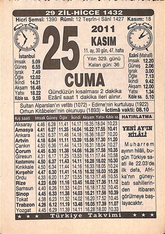 25 Kasım 2011 Takvim Yaprağı - Doğum Günü Hediyesi EFMN15264 - 1