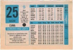 25 Kasım 2011 Takvim Yaprağı EFM(N)1374 - 4