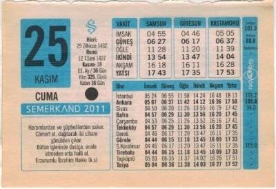 25 Kasım 2011 Takvim Yaprağı EFM(N)1374 - 4